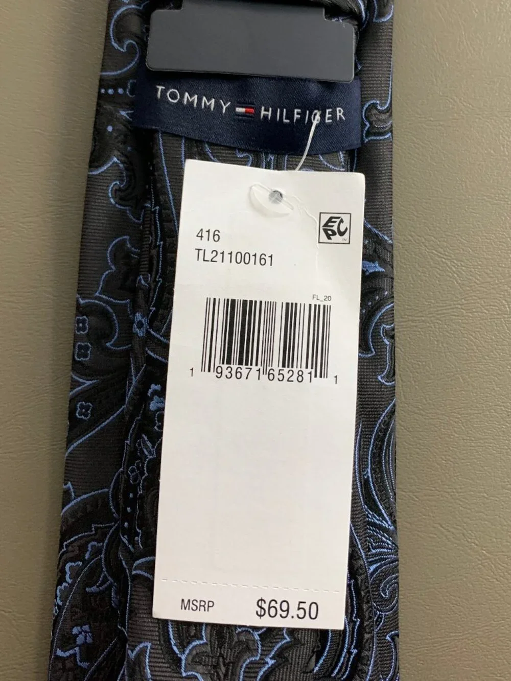 Tommy Hilfiger Men's 3'' Silk Blend Neck Tie, Black Blue Ferris Paisley